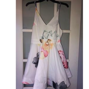 White, water color flowered dress